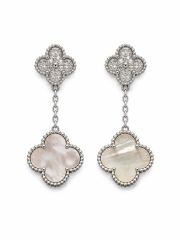 2 yoncalı beyaz sedefli taşlı küpe