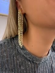 Sante Sallantılı Gold Kıkırdak Küpe