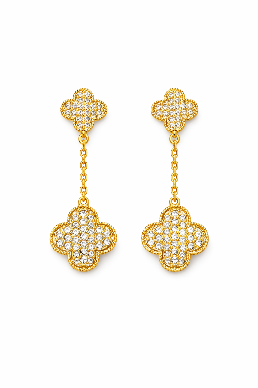 2 yoncalı golda gold sallantılı küpe