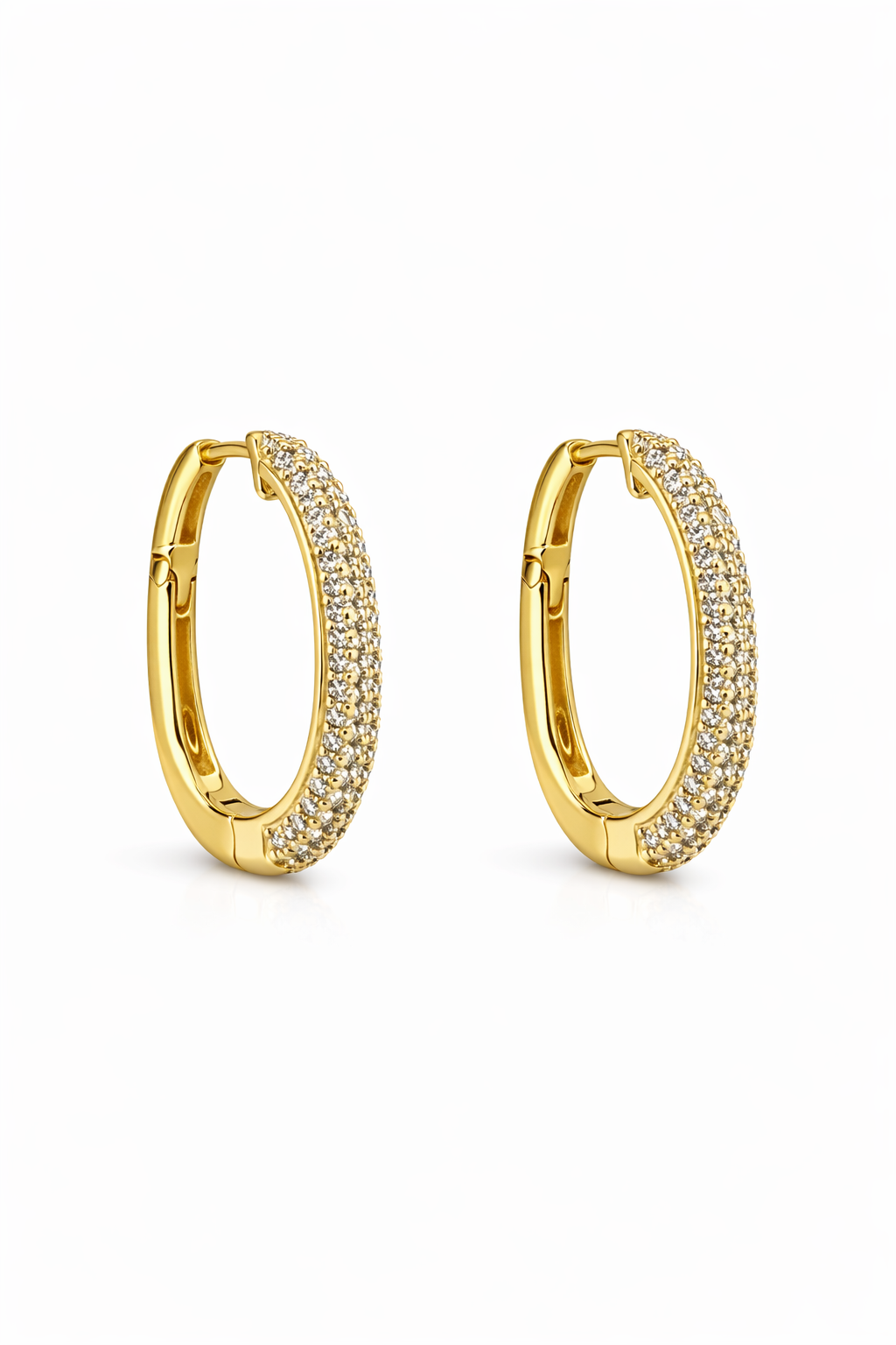 Alice Serisi Gold Taşlı Oval Halka Küpe