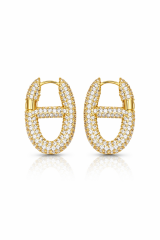 Herme Full taşlı Gold Küpe