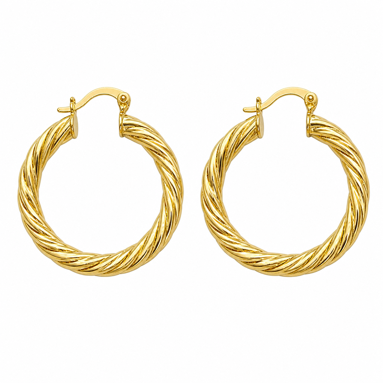 Gold Orta boy Burgulu Halka Küpe