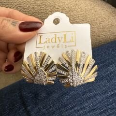 Lilian Gold Taşlı Küpe